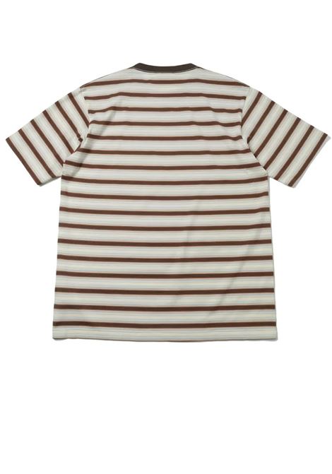 t-shirt uomo marrone AURALEE | A26ST02GJFADE BROWN STRIPE